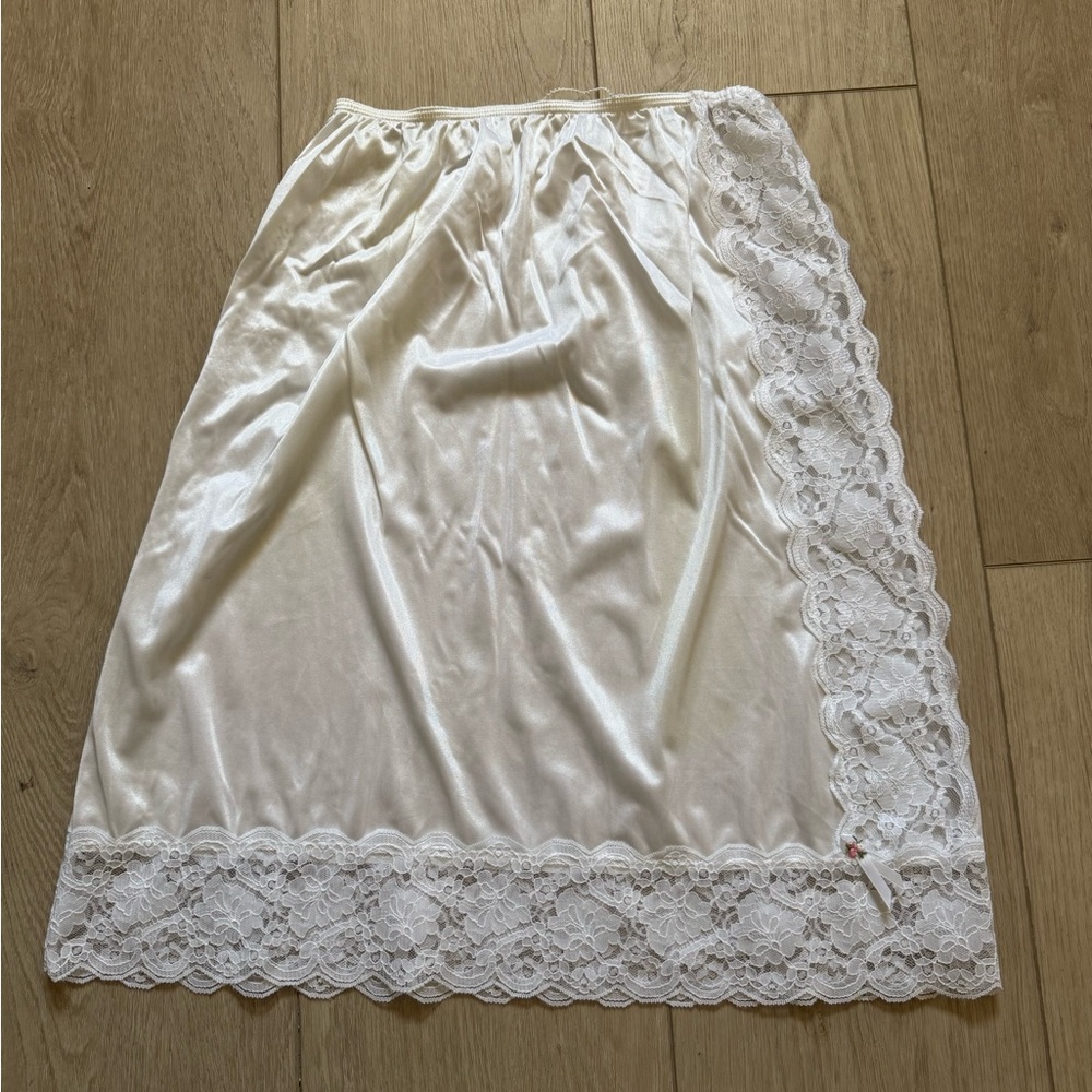 White Lace Trim Half Slip
